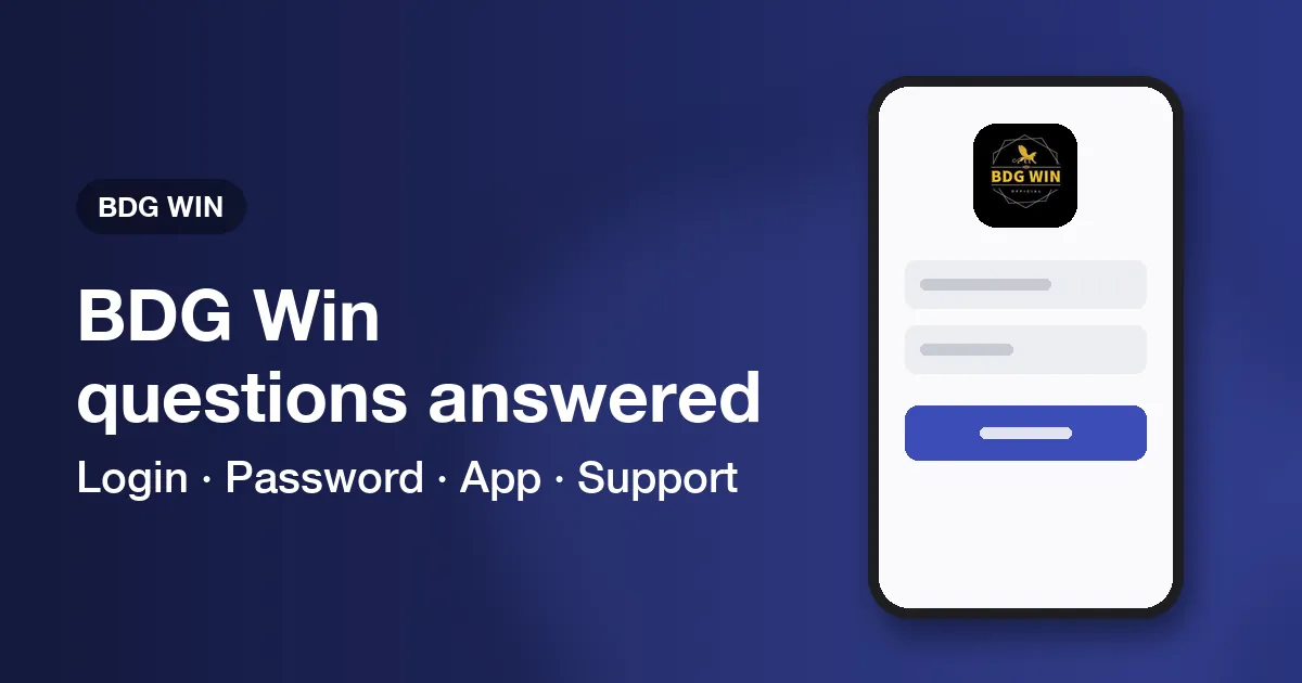Banner for the BDG Win FAQ page with a question mark on a phone